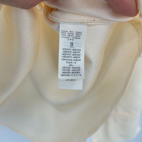 FORTE FORTE Cream Ivory Crepe V-Neck Boxy Blouse Top Quiet Luxury Size Medium - Picture 7 of 10